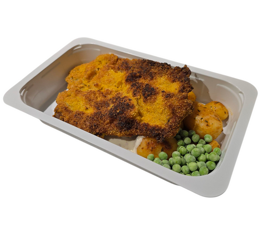 Fläskschnitzel med kantarellsås & stekt potatis