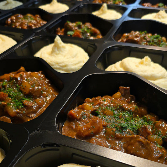 Boeuf bourguignon med potatismos